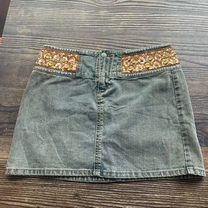Vintage Y2k sequin denim mini skirt